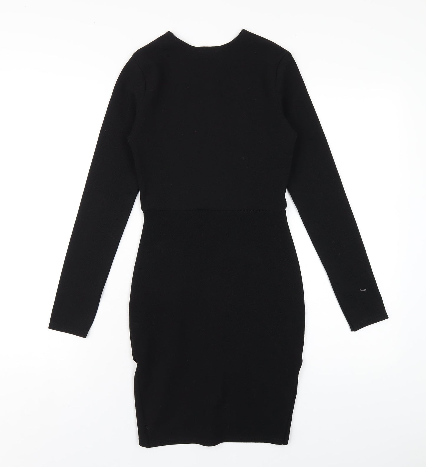 PRETTYLITTLETHING Womens Black Polyester Bodycon Size 8 Round Neck Pullover