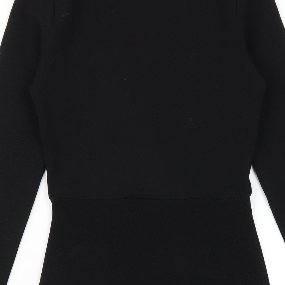 PRETTYLITTLETHING Womens Black Polyester Bodycon Size 8 Round Neck Pullover