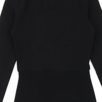 PRETTYLITTLETHING Womens Black Polyester Bodycon Size 8 Round Neck Pullover