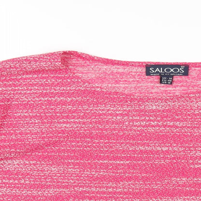 Womens UK Size 14 Saloos Pink Basic T-Shirt