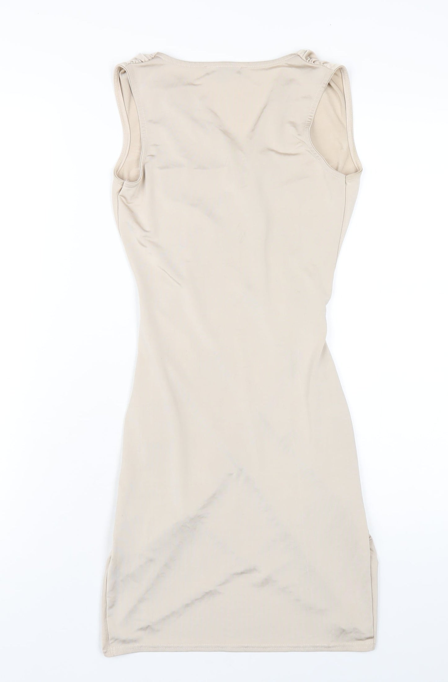 Missguided Womens Beige Polyester Bodycon Size 8 V-Neck Pullover