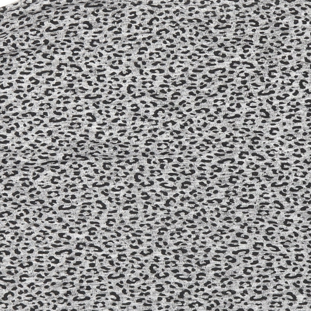 Bonmarché Womens Grey Animal Print Viscose Basic T-Shirt Size 14 Round Neck