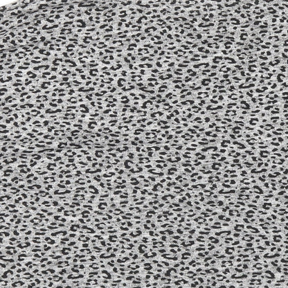 Bonmarché Womens Grey Animal Print Viscose Basic T-Shirt Size 14 Round Neck