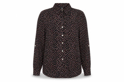 Next Womens Black Geometric Viscose Basic Button-Up Size 10 Collared