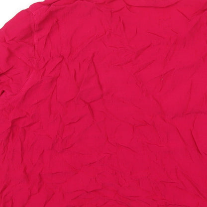 Marks and Spencer Womens Pink Viscose Basic T-Shirt Size 12 V-Neck