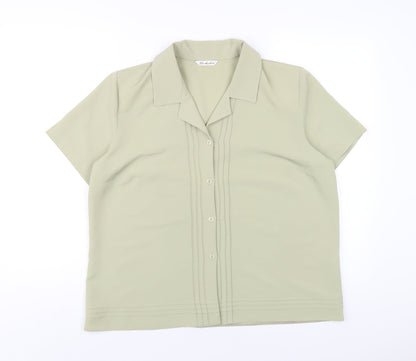 Berkertex Womens Green Polyester Basic Button-Up Size 16 Collared