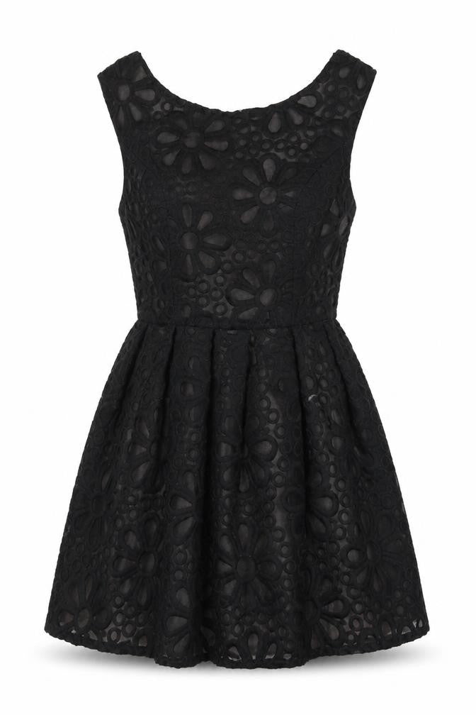 Topshop Womens Black Nylon A-Line Size 8 Round Neck Zip