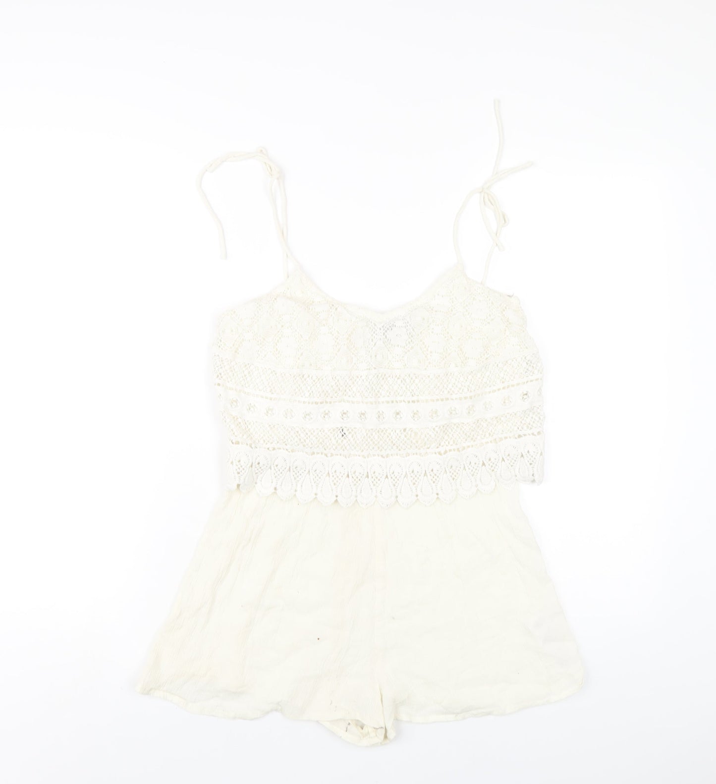 Topshop Womens Ivory Cotton Playsuit One-Piece Size 8 Pullover