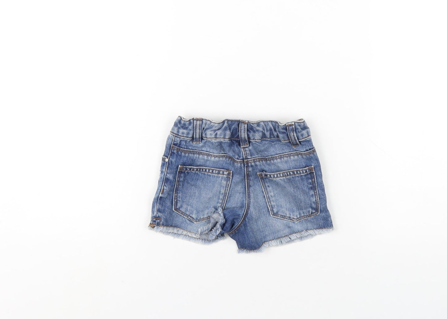 NEXT Girls Blue Cotton Cut-Off Shorts Size 3 Years Regular Zip