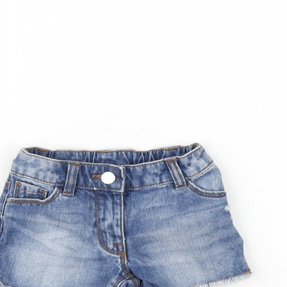 NEXT Girls Blue Cotton Cut-Off Shorts Size 3 Years Regular Zip