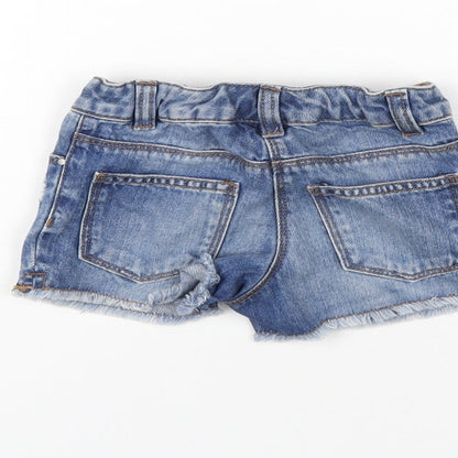 NEXT Girls Blue Cotton Cut-Off Shorts Size 3 Years Regular Zip