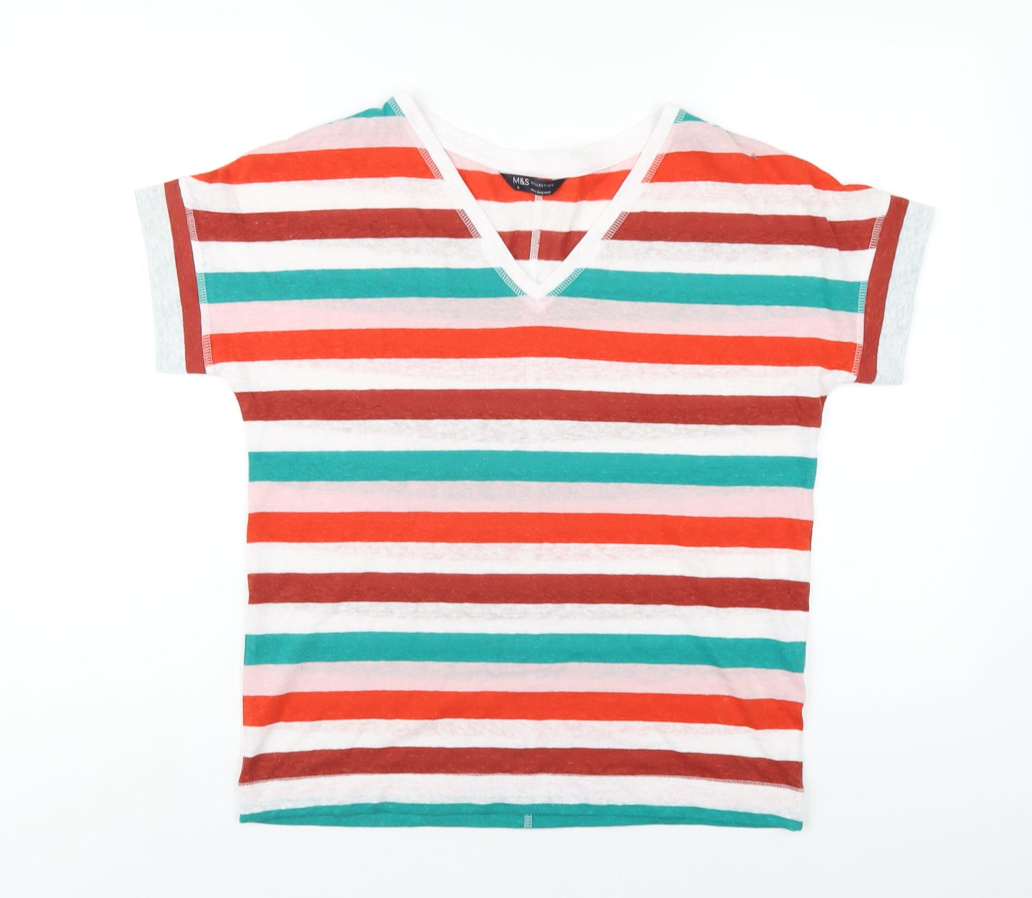 Womens UK Size 8 Marks and Spencer Multicoloured Basic T-Shirt