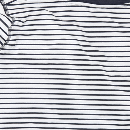 M&Co Womens Blue Striped Polyester Pullover Sweatshirt Size 8 Pullover