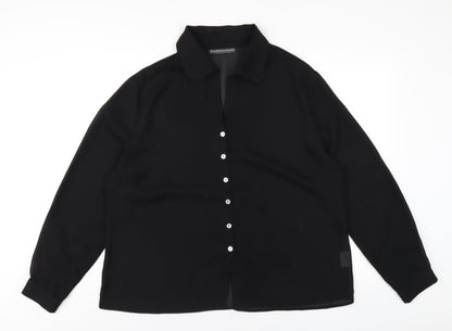 Jessica Holbrook Womens Black Polyester Basic Button-Up Size XL Collared