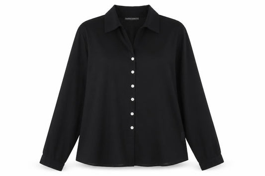 Jessica Holbrook Womens Black Polyester Basic Button-Up Size XL Collared