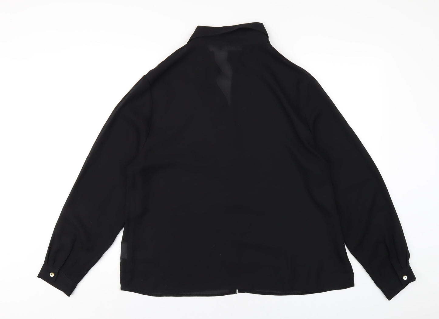 Jessica Holbrook Womens Black Polyester Basic Button-Up Size XL Collared