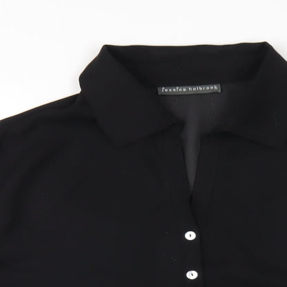 Jessica Holbrook Womens Black Polyester Basic Button-Up Size XL Collared