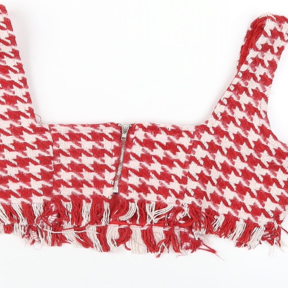 Womens UK Size 8 Missguided Red Cropped Tank