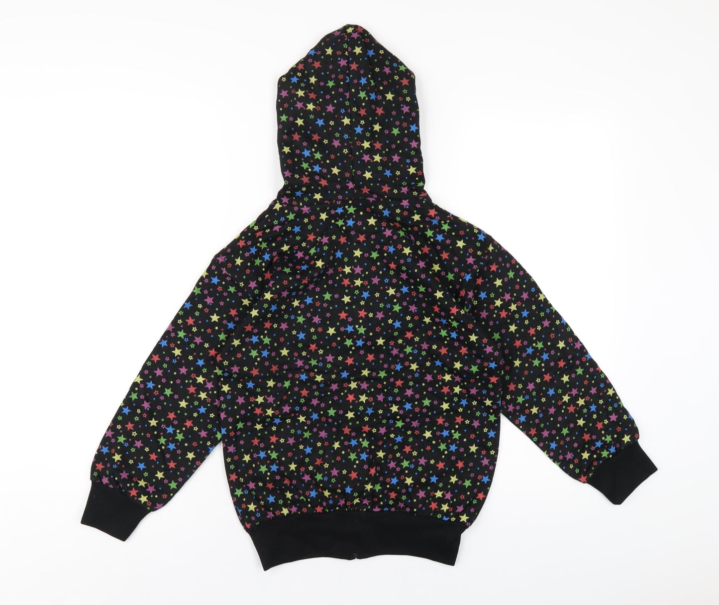 Bubbles Girls Black Geometric Cotton Full Zip Hoodie Size 8 Years Zip