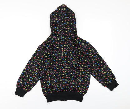 Bubbles Girls Black Geometric Cotton Full Zip Hoodie Size 8 Years Zip