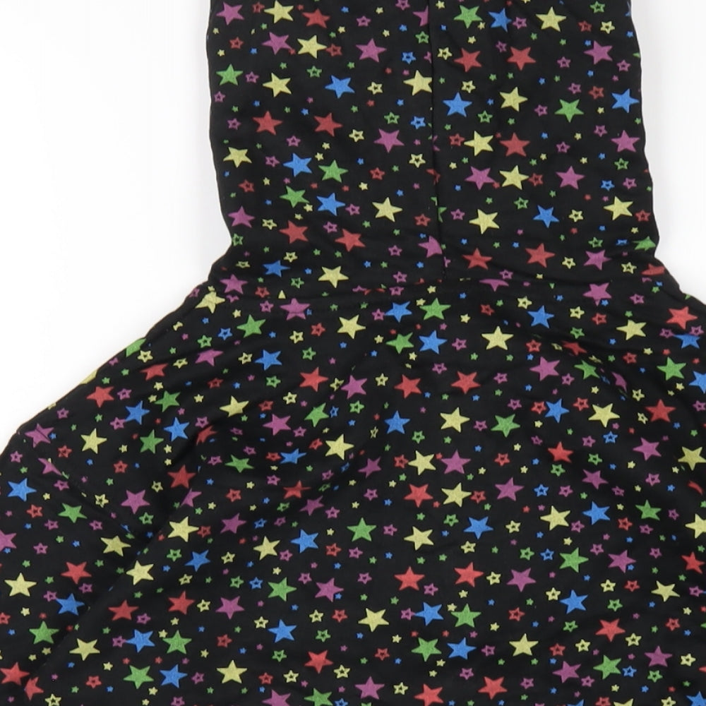 Bubbles Girls Black Geometric Cotton Full Zip Hoodie Size 8 Years Zip