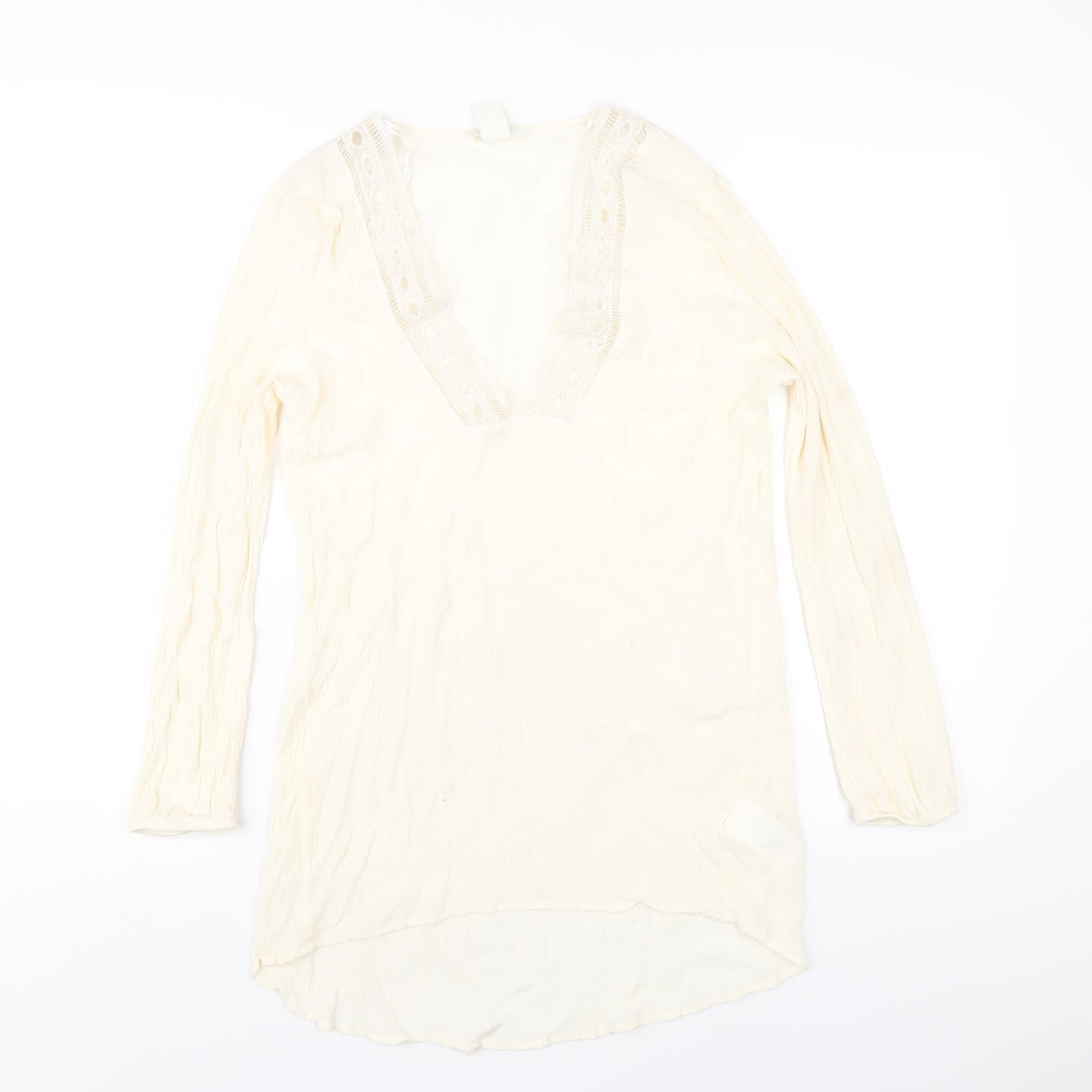 Womens UK Size 8 H&M Ivory Basic T-Shirt