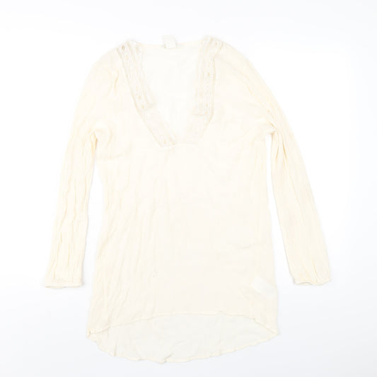 Womens UK Size 8 H&M Ivory Basic T-Shirt
