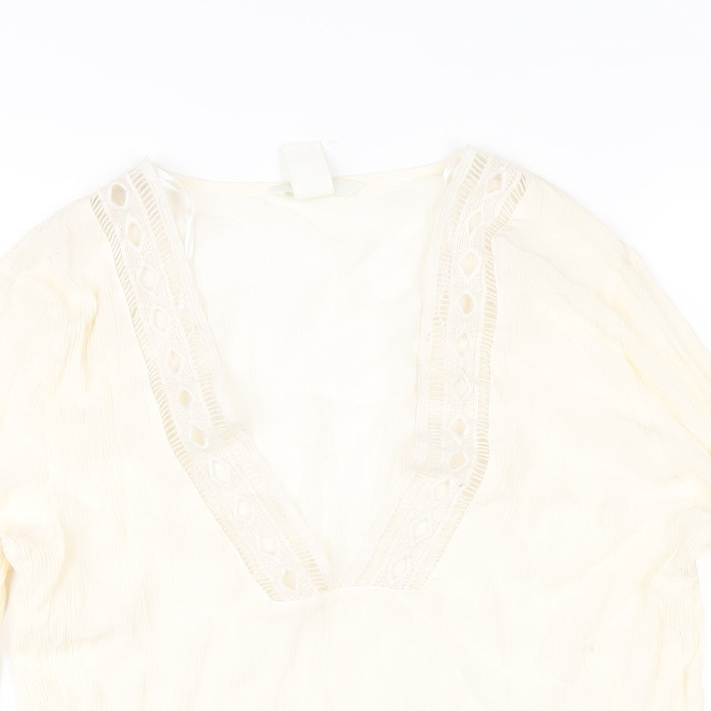 Womens UK Size 8 H&M Ivory Basic T-Shirt