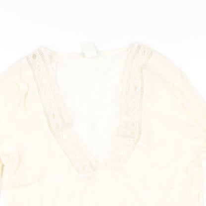 Womens UK Size 8 H&M Ivory Basic T-Shirt