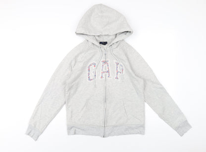 Gap Womens Grey Cotton Full Zip Hoodie Size M Zip