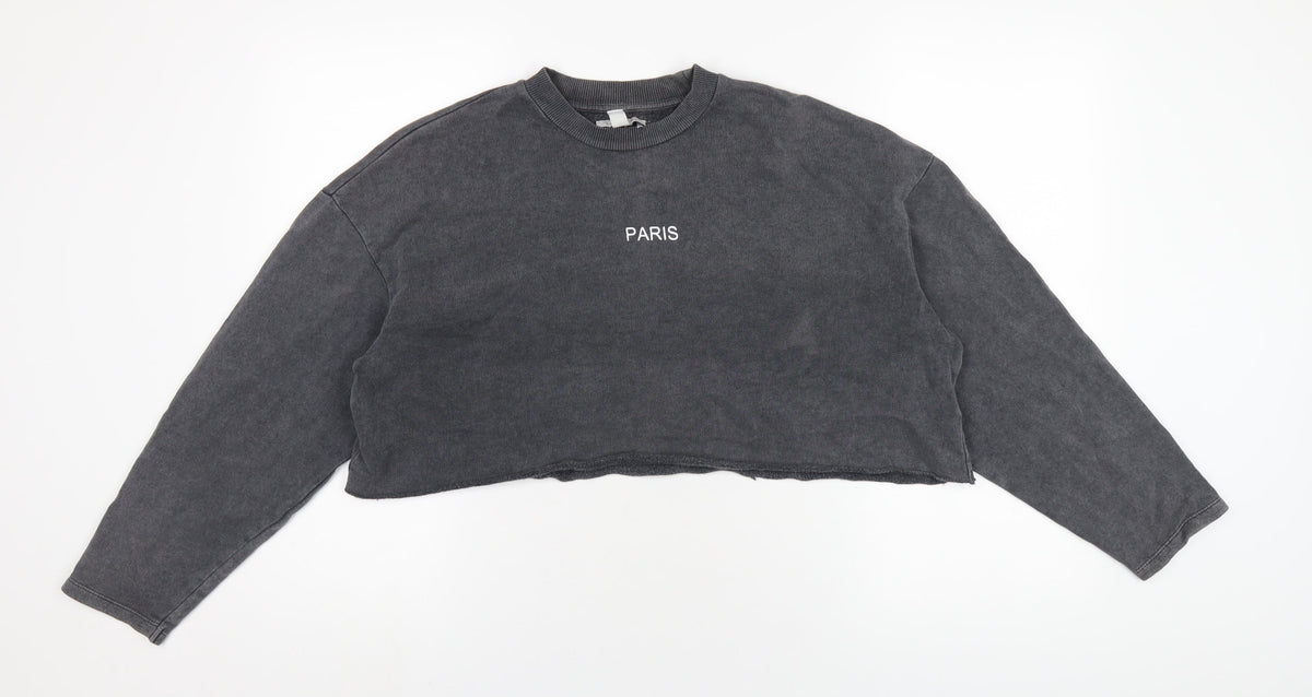 Topshop Womens Grey Cotton Pullover Sweatshirt Size 4 Pullover