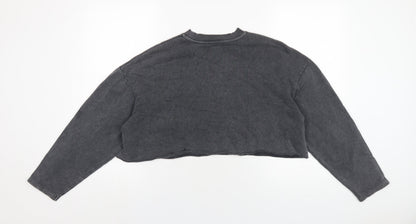 Topshop Womens Grey Cotton Pullover Sweatshirt Size 4 Pullover