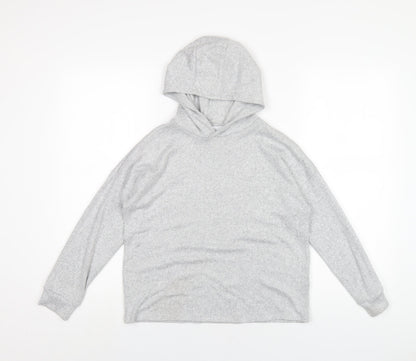 Marks and Spencer Girls Grey Vinyl Pullover Hoodie Size 10-11 Years Pullover