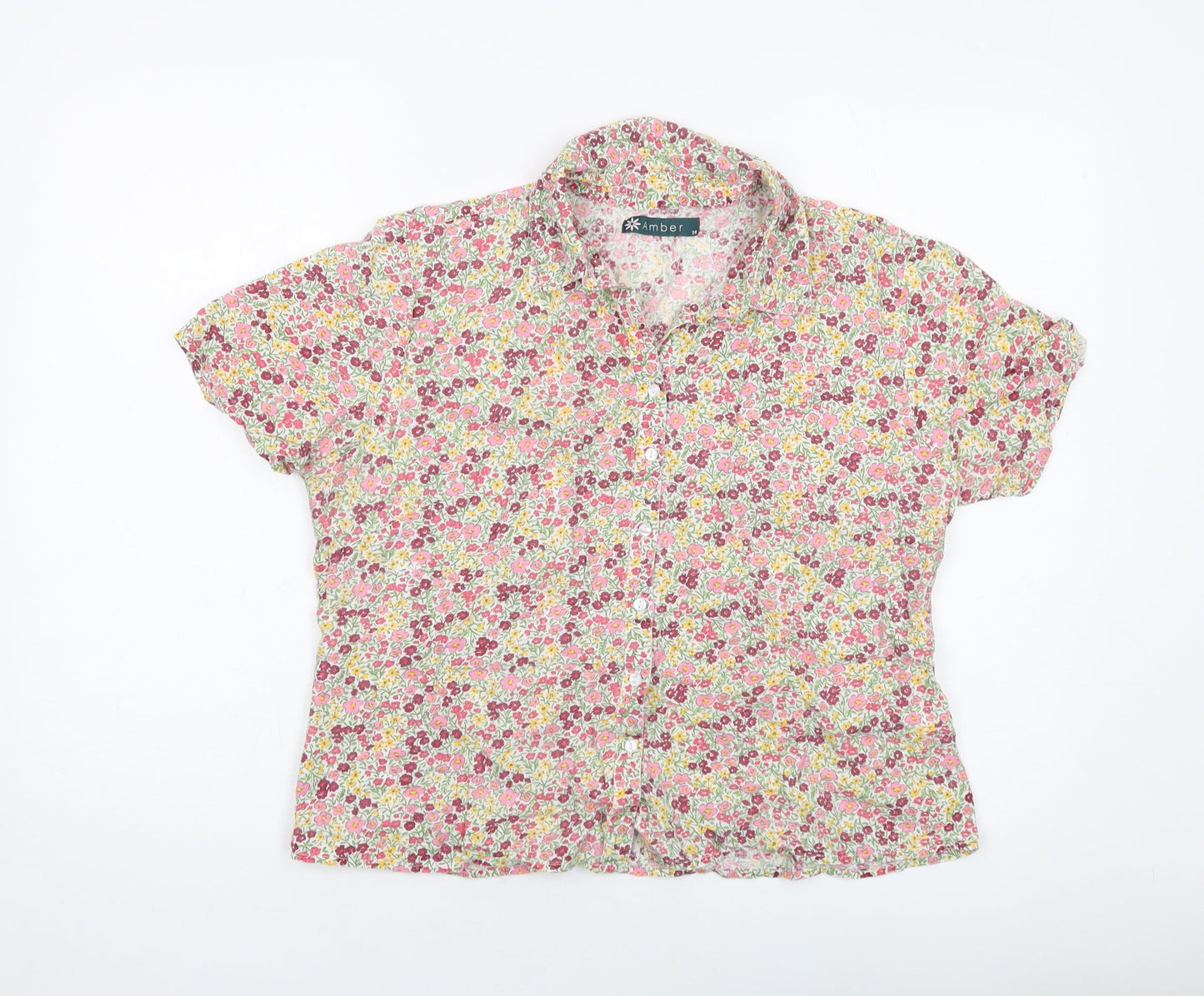 Womens UK Size 14 Amber Multicoloured Basic Button-Up