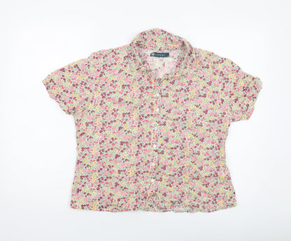 Womens UK Size 14 Amber Multicoloured Basic Button-Up