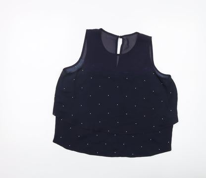 Womens UK Size M Mango Blue Basic Tank