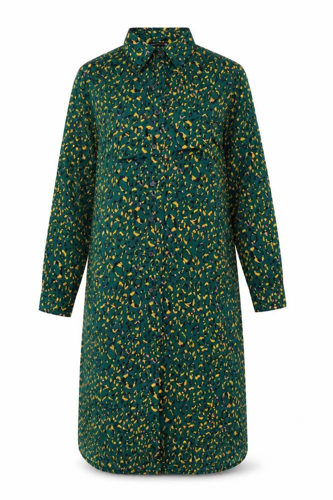 I SAW IT FIRST Womens Blue Animal Print Polyester Shirt Dress Size 10 Collared Button