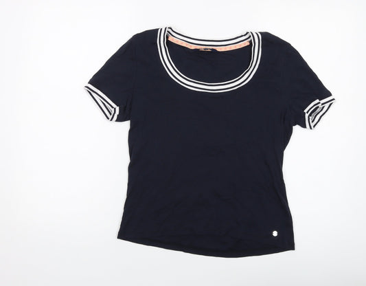 Maine Womens Blue Cotton Basic T-Shirt Size 14 Scoop Neck