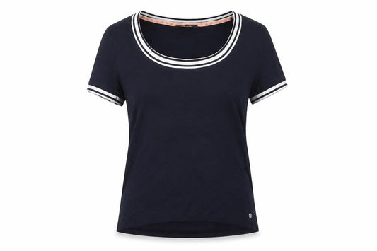 Maine Womens Blue Cotton Basic T-Shirt Size 14 Scoop Neck