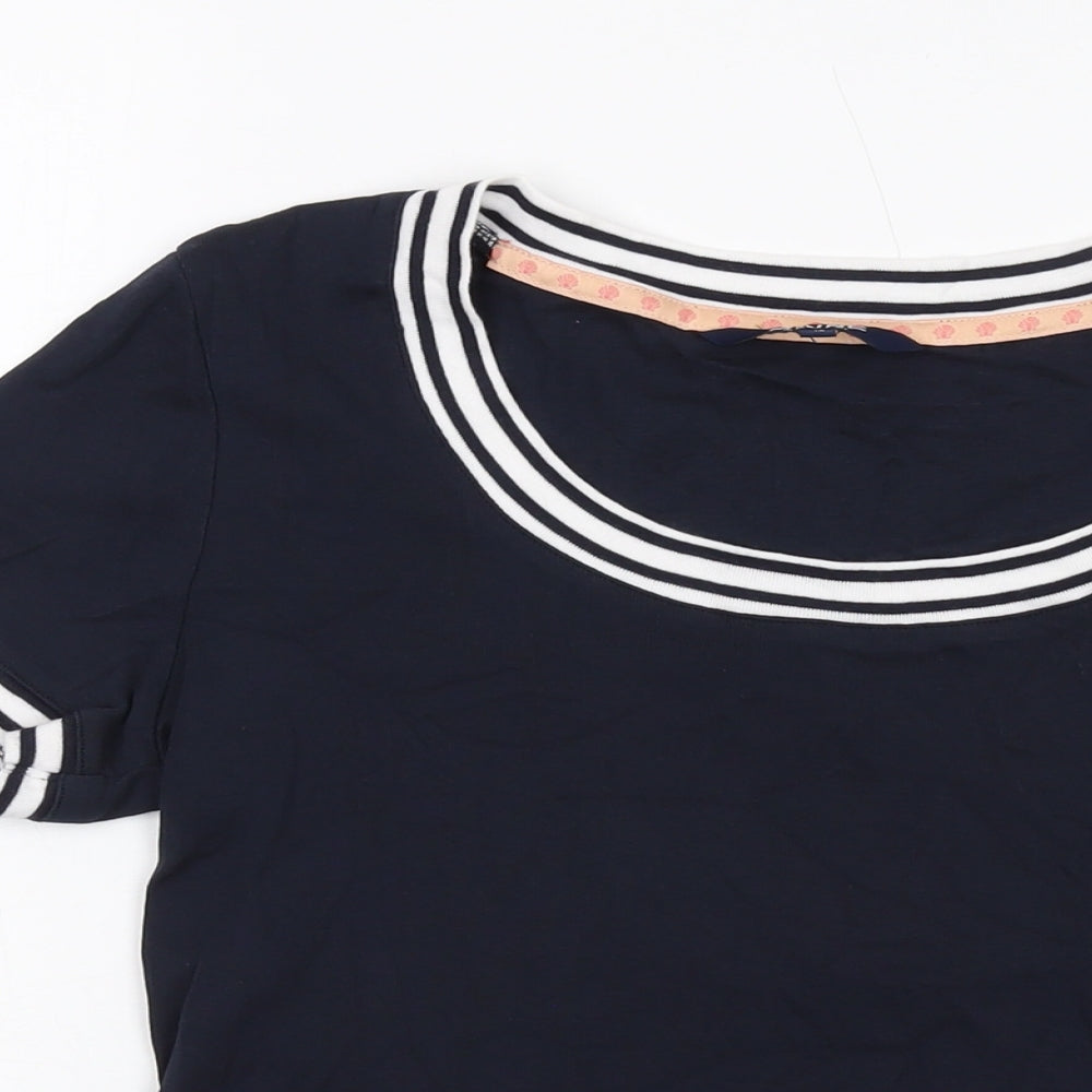 Maine Womens Blue Cotton Basic T-Shirt Size 14 Scoop Neck