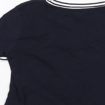 Maine Womens Blue Cotton Basic T-Shirt Size 14 Scoop Neck