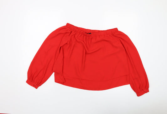 Womens UK Size 10 ASOS Red Basic Blouse