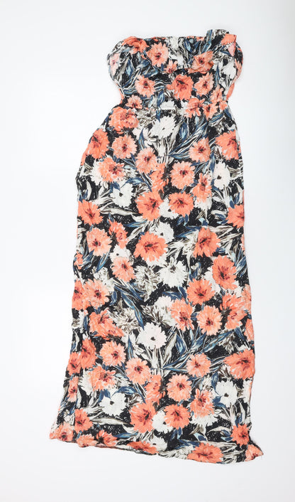 Miss Selfridge Womens Multicoloured Floral Viscose Maxi Size 10 Square Neck Pullover