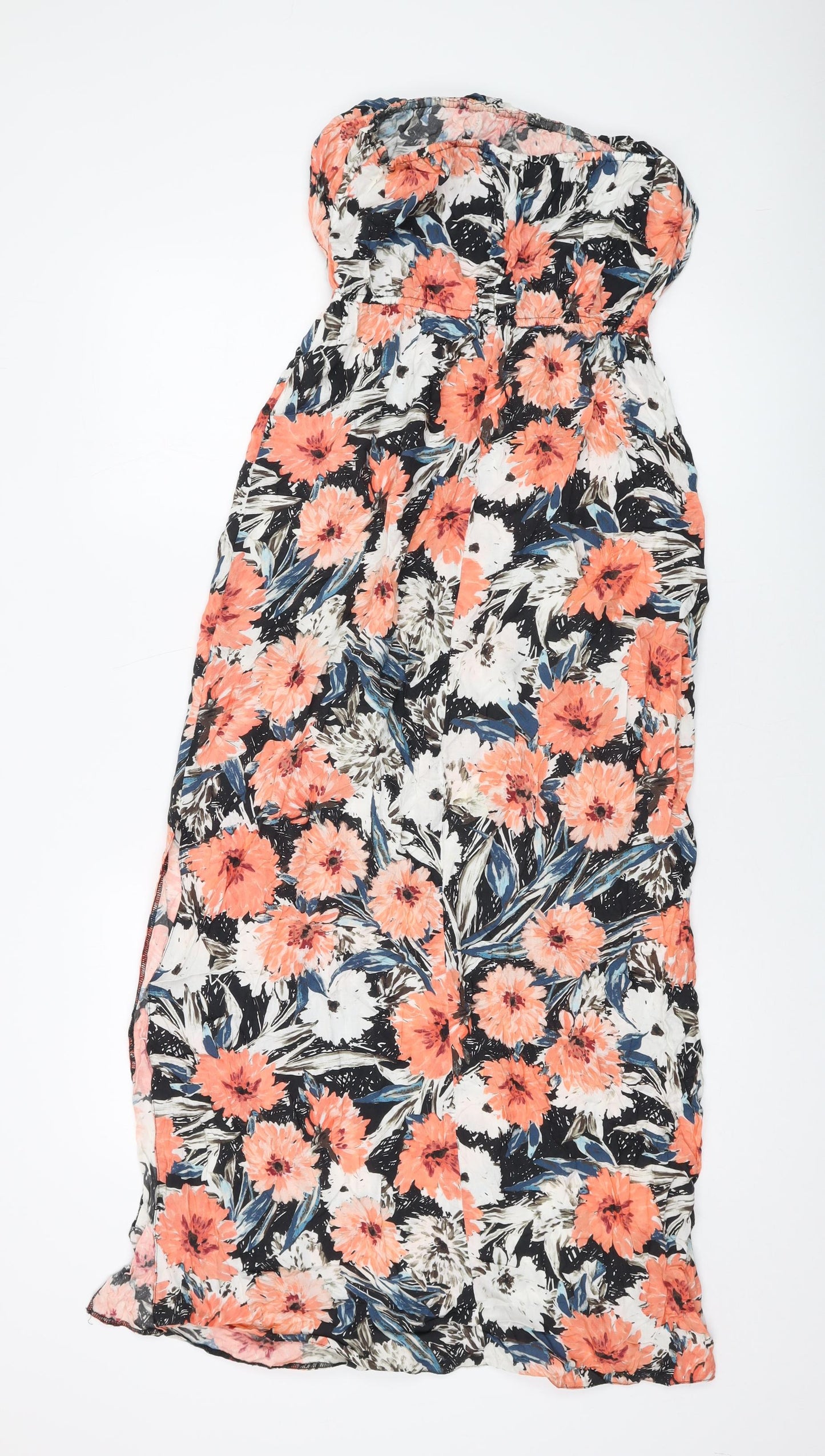 Miss Selfridge Womens Multicoloured Floral Viscose Maxi Size 10 Square Neck Pullover