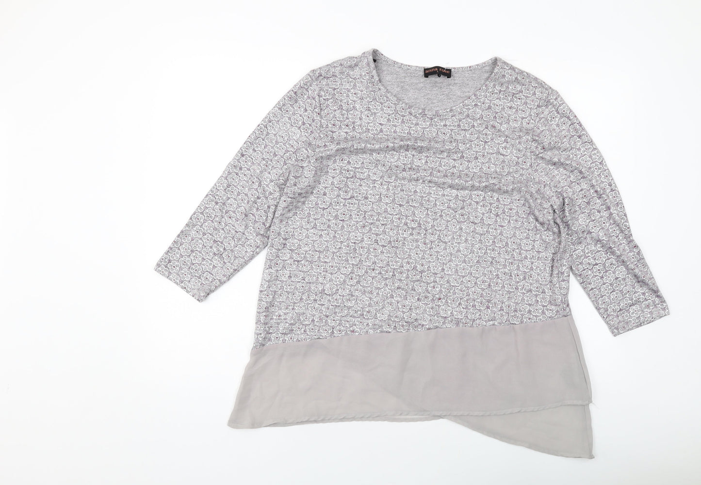 Womens UK Size L Anna Rose Grey Basic Blouse