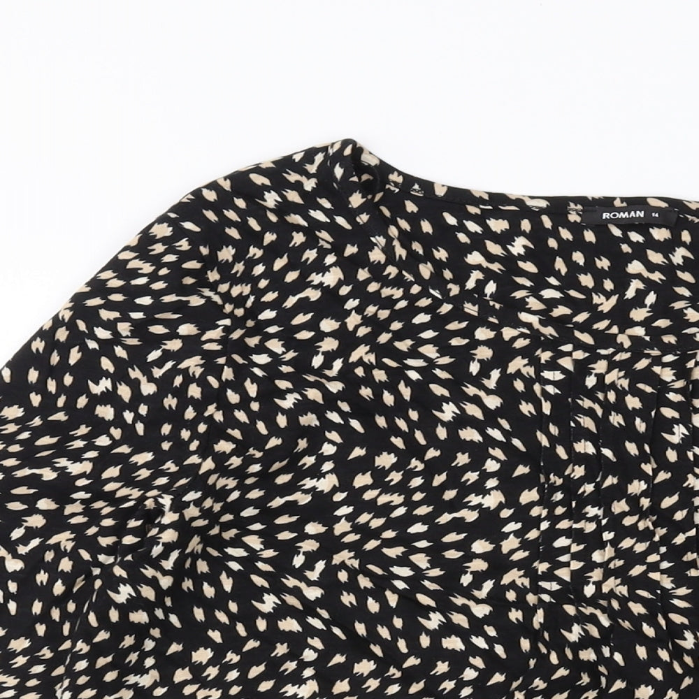 Womens UK Size 14 Roman Black Basic Blouse