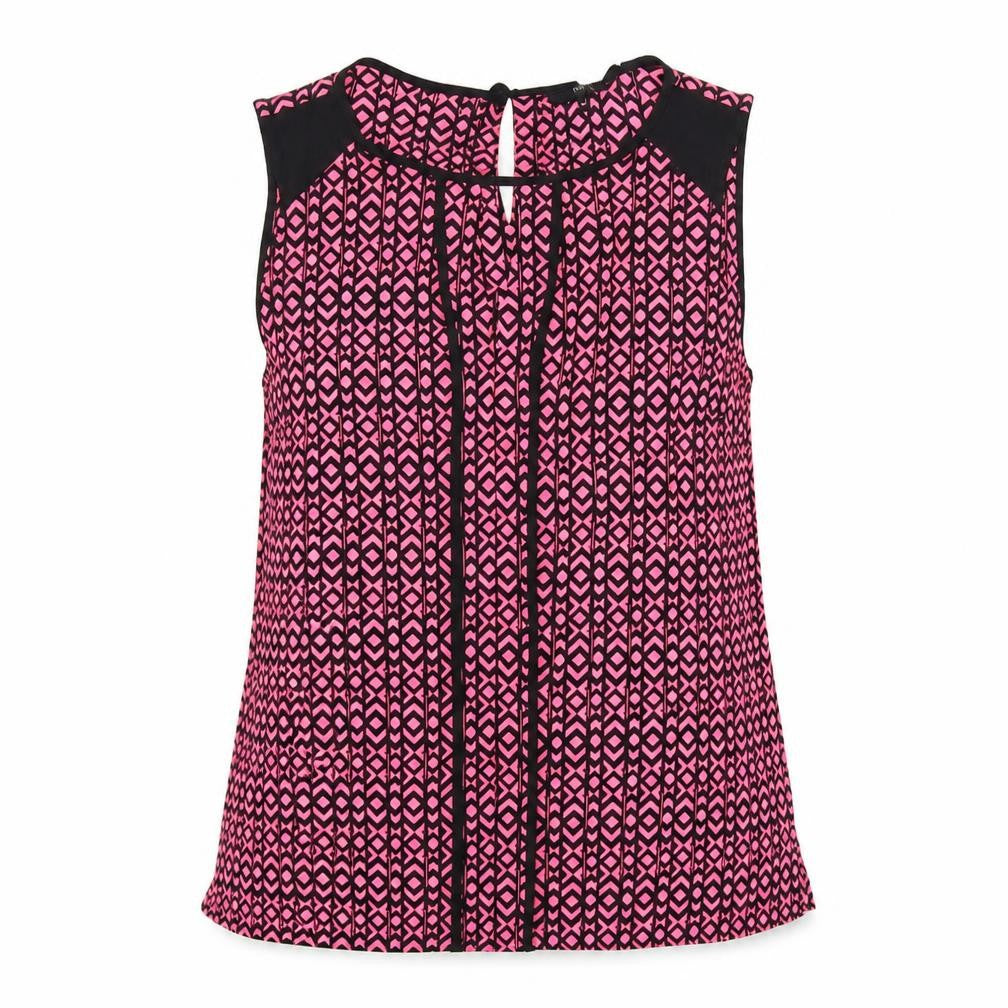 Next Womens Pink Geometric Polyester Basic Tank Size 14 Round Neck