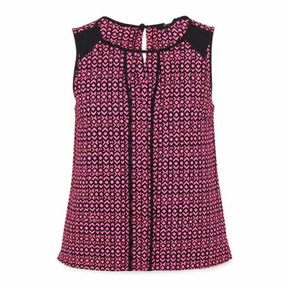 Next Womens Pink Geometric Polyester Basic Tank Size 14 Round Neck