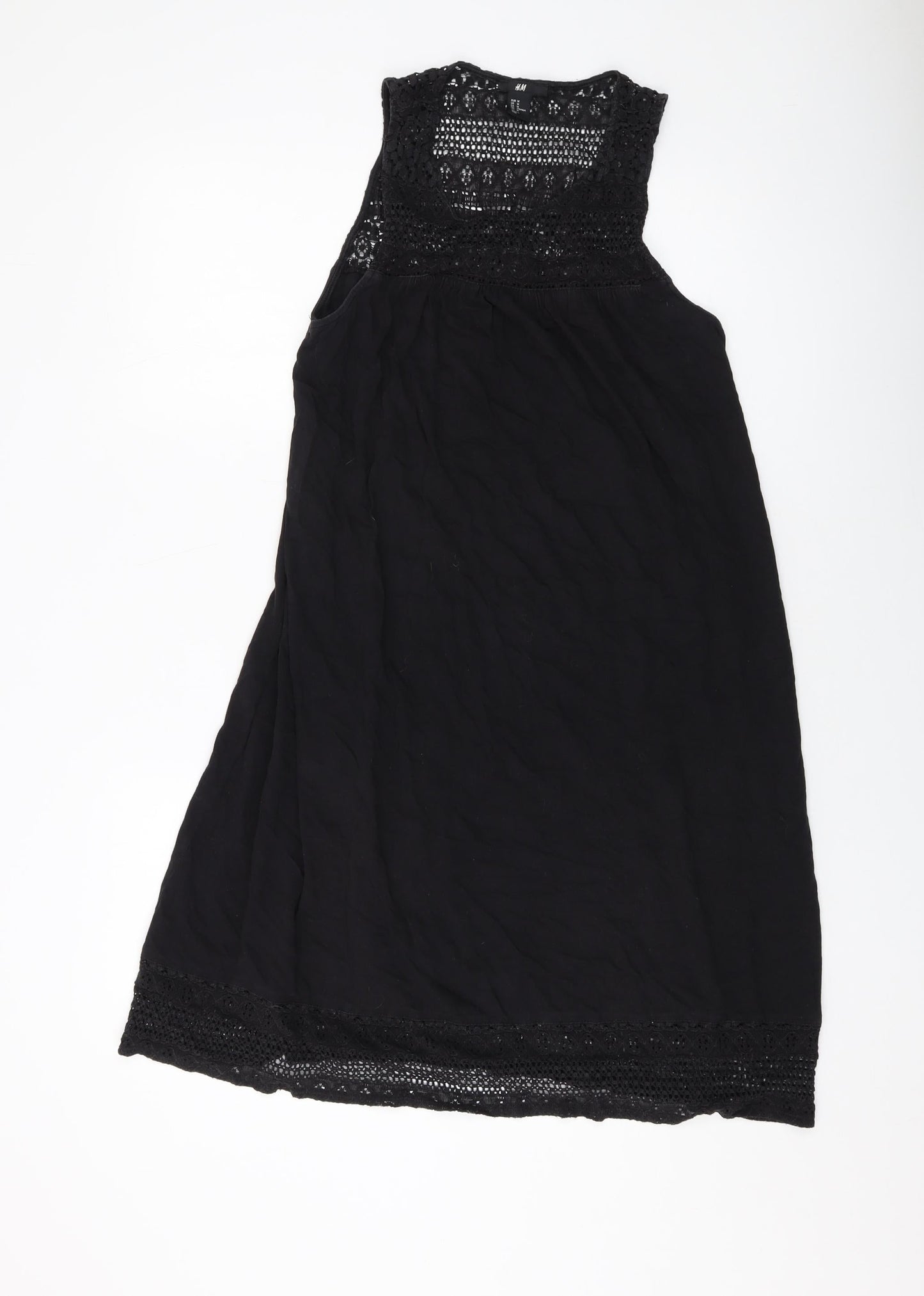 H&M Womens Black Cotton Tank Dress Size M Round Neck Pullover