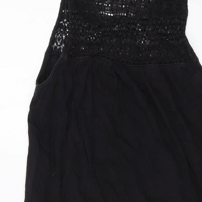 H&M Womens Black Cotton Tank Dress Size M Round Neck Pullover